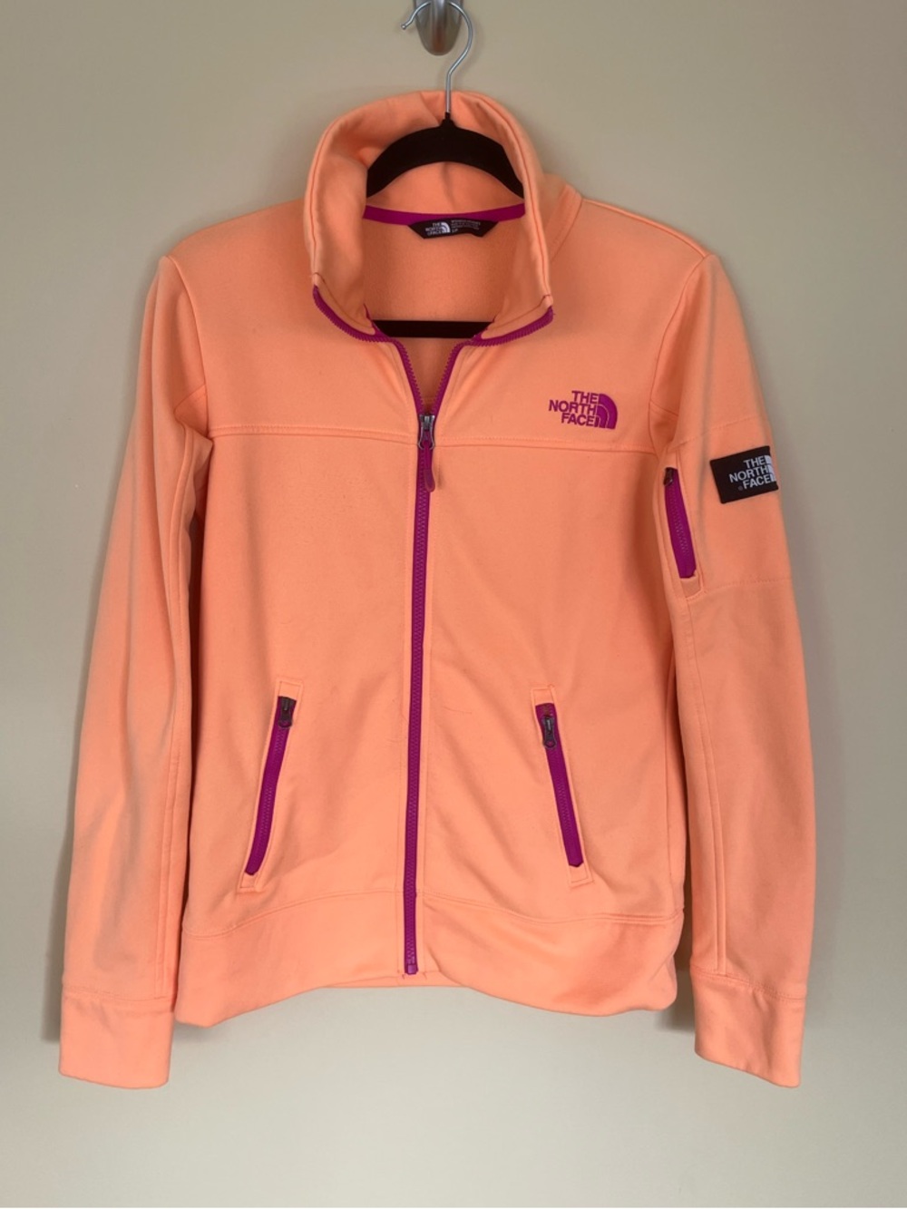 The North Face Peach Utility Fleece Jacket with Purple Accents